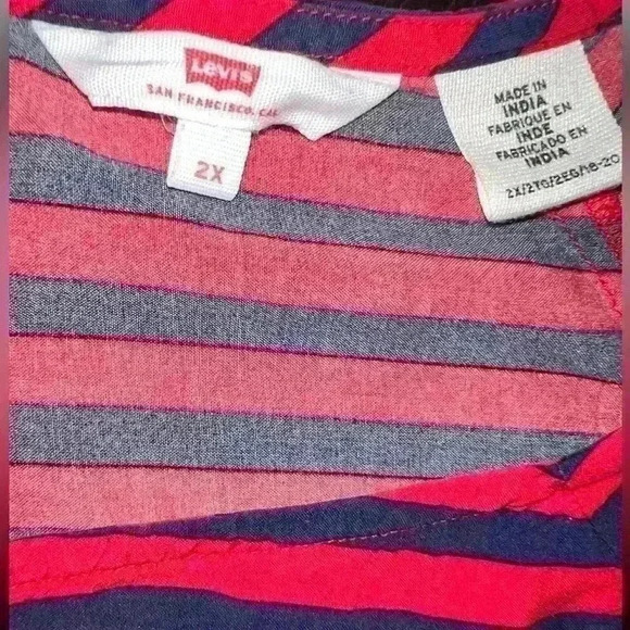 PLUS SIZE 2X Levi’s top navy blue and red striped - Picture 1 of 5